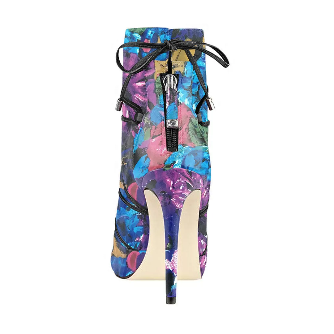 Eye-Catching Colorful Shaded Vegan Leather Boots with Stiletto Heel