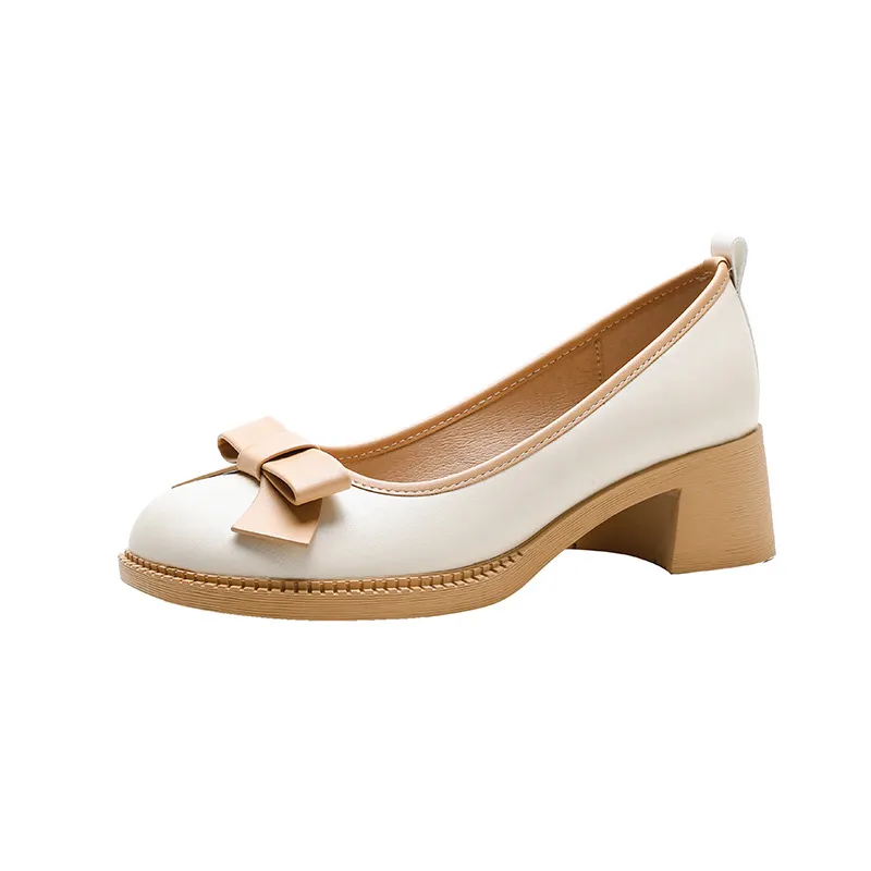 Athvotar Athvotar New Bow Happy Shoes Korean Version British Wind Shallow Mouth With Casual Women's Singles Shoes With Skirt