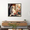 Cats And Flowers On Windowsill- 18CT Stamped Cross Stitch 30*30cm/11.81*11.81in
