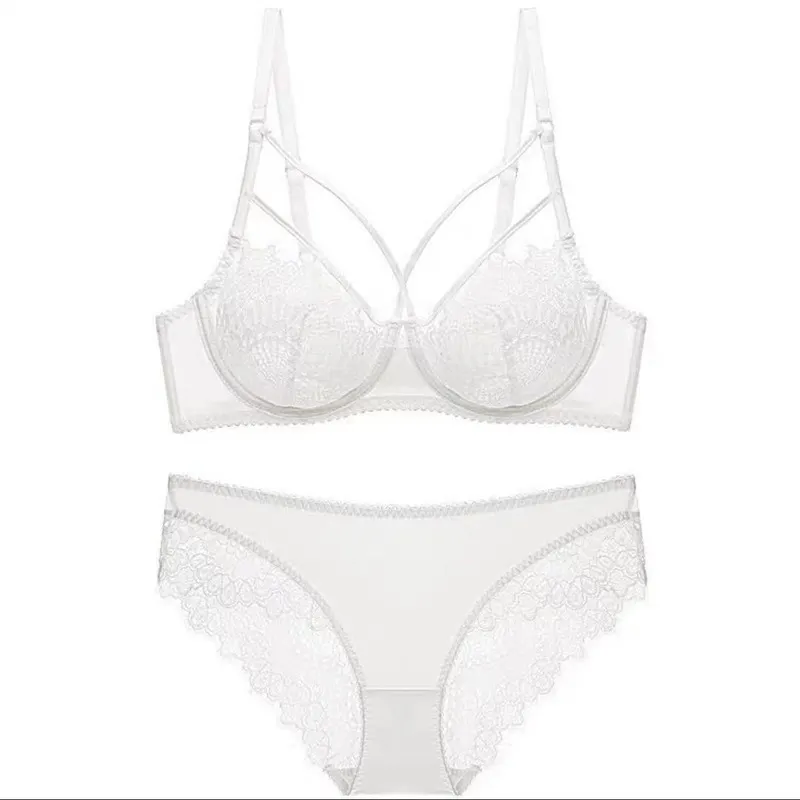 Churchf Transparent Sexy Lace Large-Size Bra Set Slim Bosom With Big-Breasted Lingerie Bra