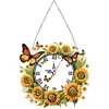 Diamond Painting Acrylic Sunflower Butterfly Clock for Home Wall Decor