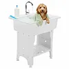 [US Local Warehouse] Freestanding Utility Sink Plastic Wash Basin w/ Washboard & Faucet Laundry Pool Laundry Tub Kit for Room Basement Garage