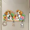 Wooden Special Shaped Warm Dog Family Diamond Art Craft Wall Hooks Home Decor
