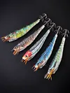 Luminous Wood Shrimp Fishing Lure Steel Wire Squid Jig Shrimp Bait for Saltwater