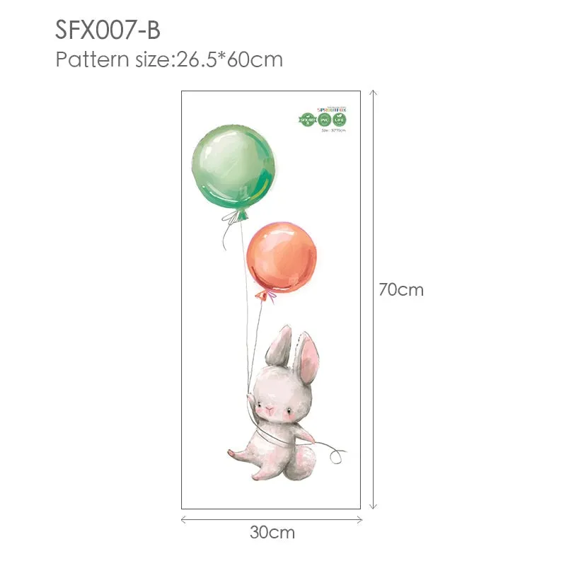Animal Cartoon Wall Stickers For Kids Rooms Balloon Bunny Decorative 3D Wall Stickers For Children Rooms Large Kids Wall Decals