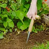 Hand Dibber Stainless Steel Sow Dibbler with Wood Handle Seed Planter Tool