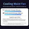 Portable Waist Fan Rechargeable Hands-Free Hanging Neck Fan 100 Speeds 13000RPM with Light for Travel Camping Outdoor Jobsite Sports Golf