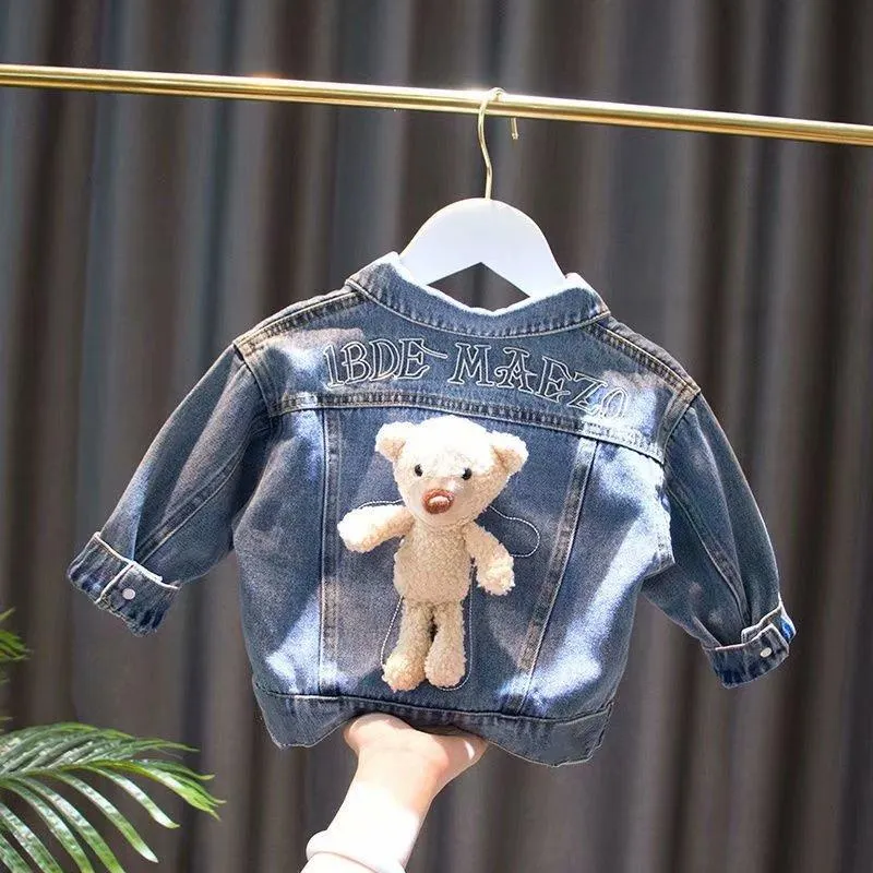 New Children's Denim Jackets Girl Trench Jean Embroidery Jackets Girls Kids clothing baby Lace coat Casual outerwear Windbreaker