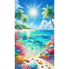 Diamond Painting-DIY Full Round Drill Coconut Tree Shells Beach(70*40 CM)