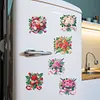 (US Local)6Pcs Acrylic Bouquet Diamond Painting Fridge Stickers for Fridge Whiteboards
