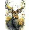 (Big Size) Deer With Flowers - 11CT Stamped Cross Stitch 40*60cm/15.75*23.62in