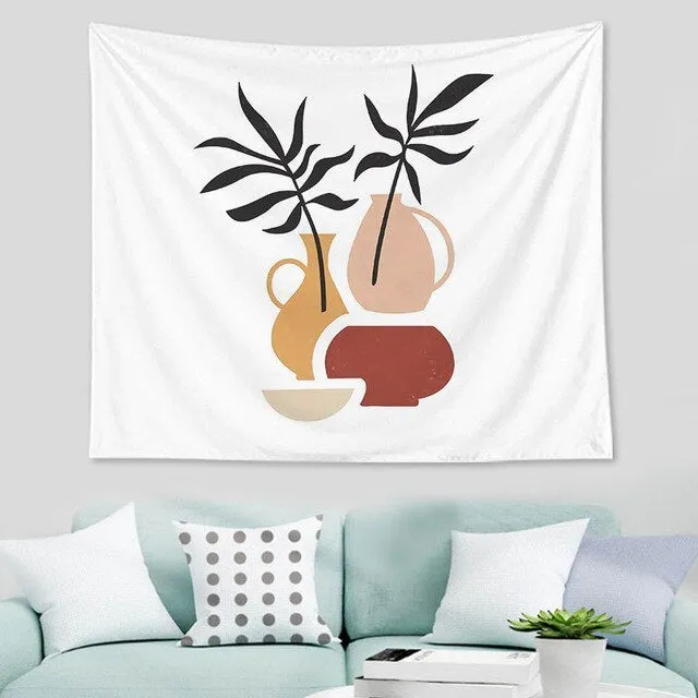 Abstract  nordic Geometric Tapestry Tropic Modern Art Brown Wall Hanging ins Tapestry Decorative Tapestry For Home Decoration