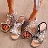 Women's Elegant Rhinestone Flat Sandals Shoes 
