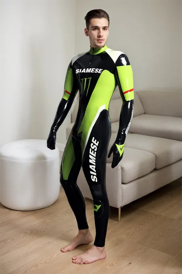 Man Latex Catsuits Motogp Biker Racing