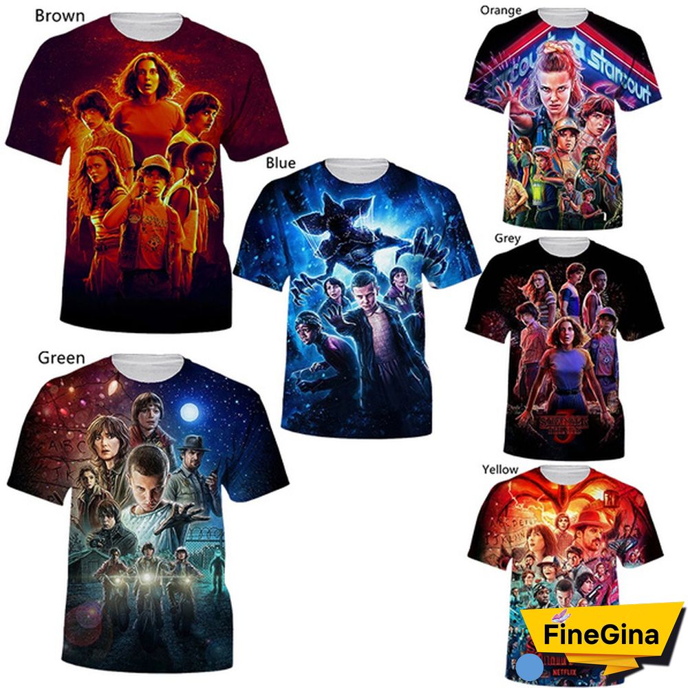 Horror Drama Stranger Things Print 3D T-Shirt Summer Fashion Casual Short-Sleeved T-Shirt