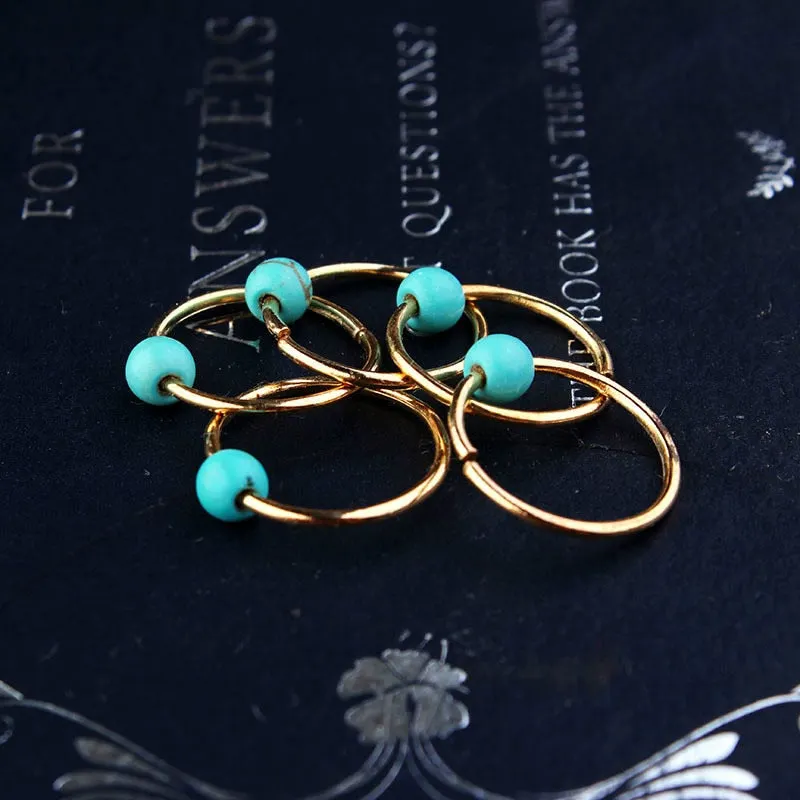 Hair Braid Coin Leaves Retro Colorful Beads Pendant Charms Rings Clip Headband for Pierced Hip-hop Braiders Leaves Accessories