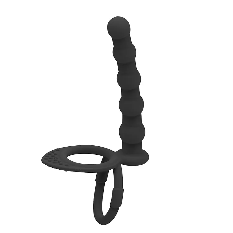 Silicone Co-Ed Anal Plug Double Ring Pull Beads The Cock Ring