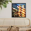 Diamond Painting -DIY Round Drill Twin Towers Under The National Flag(40*40CM)
