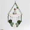 Boho Floating Shelves for Wall Decor with Wood Shelves & Macrame Leaf Floating Storage Display Shelving No Drilling for Bathroom Bedroom Office Living Room Dorm