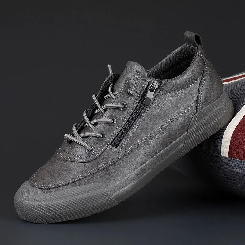Leather Men Sneakers zips Qulaity Casual shoes Slip-on Softy Luxury brand shoes for Men Loafers outdoor Moccasins Driving Shoes