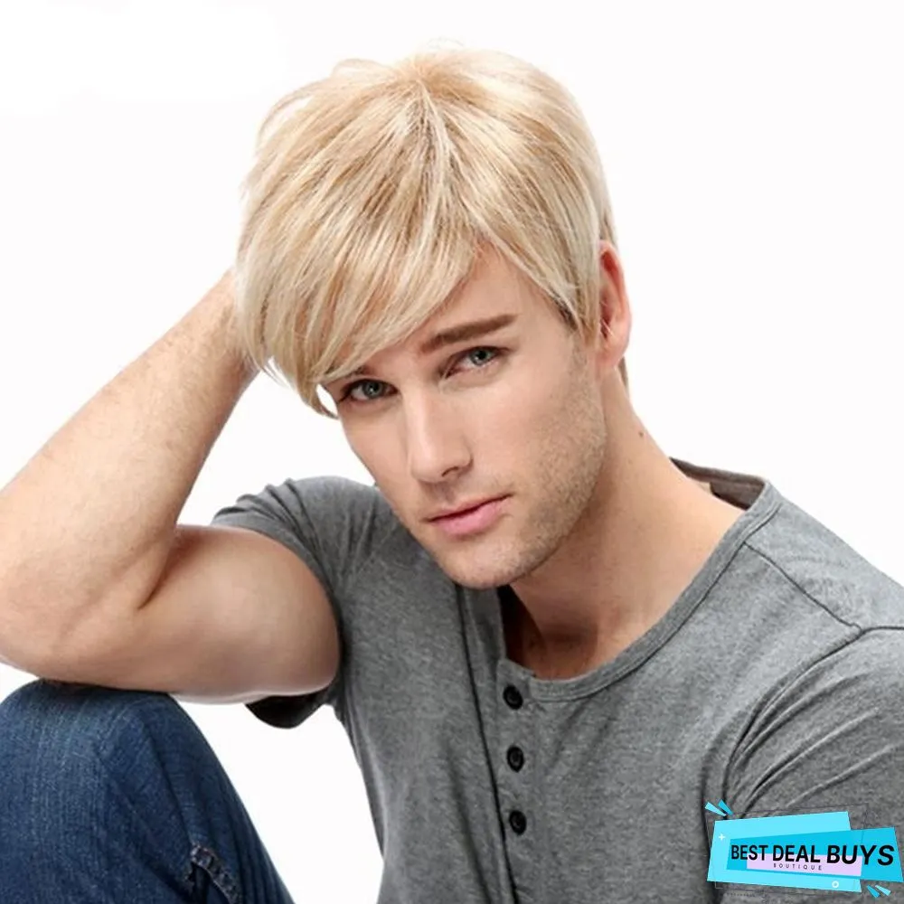 Men's Wig Short Hair Gold