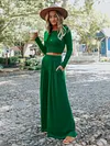 Casual Simple Long Sleeves+Wide Leg Suits