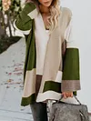Loose Contrast Color Long Sleeve V-Neck Cardigan Sweater Outerwear