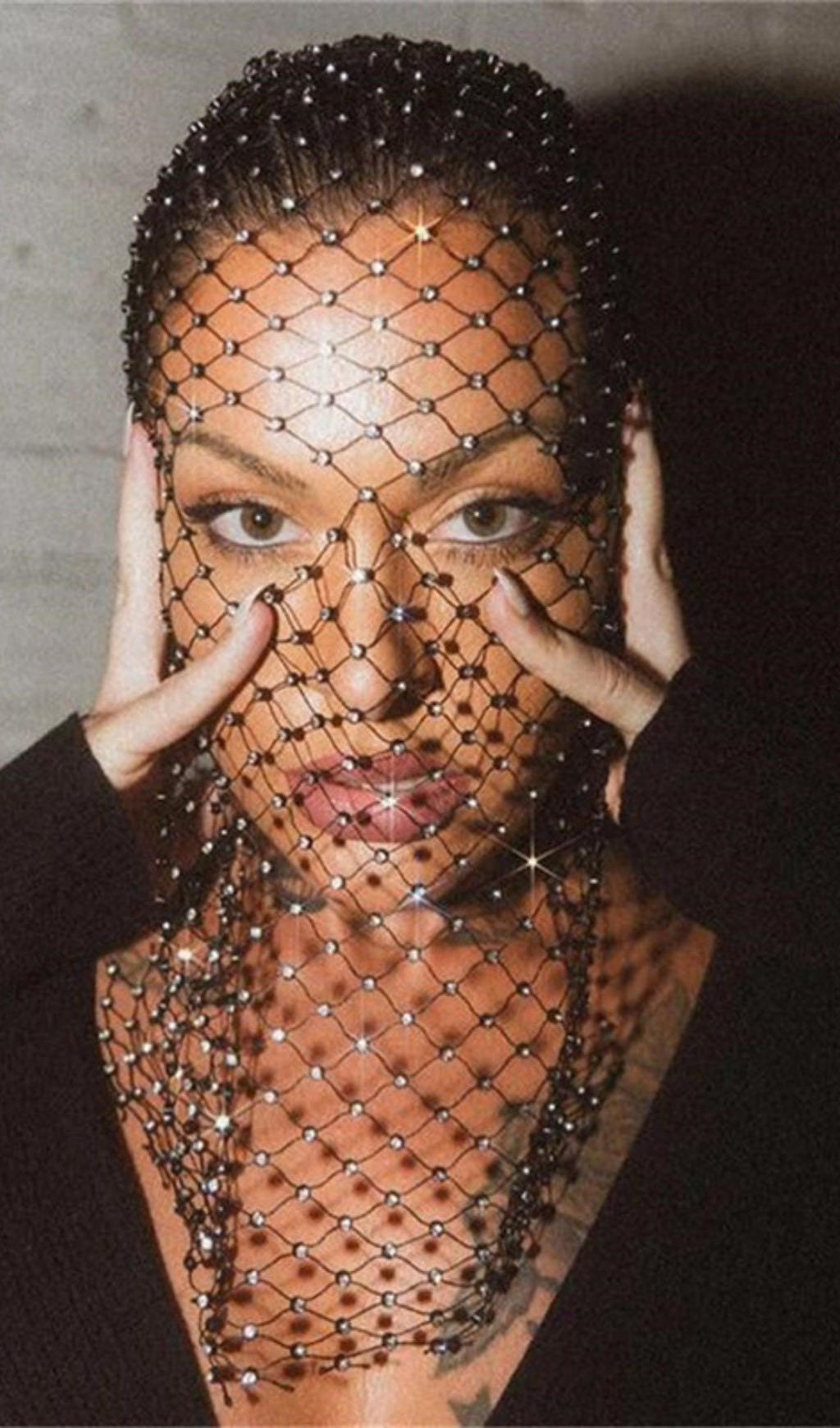 Fashionslee WomenRhinestone Fishnet Bandana