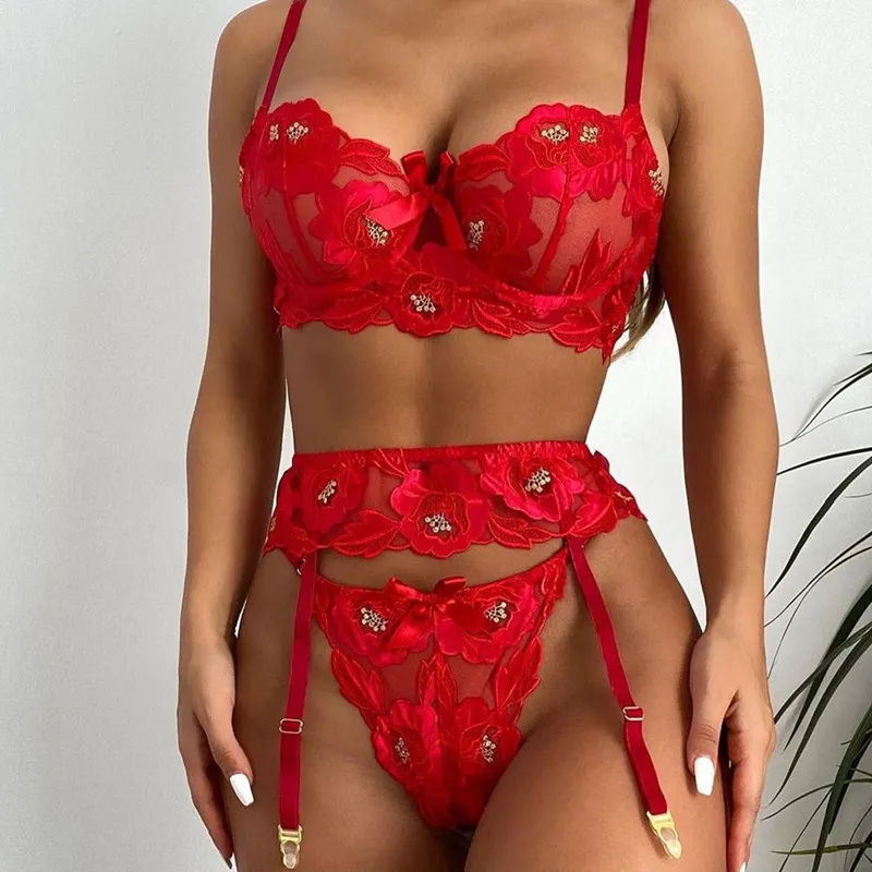 Churchf Sex Lingerie Sexy Red Summer Lingerie Escreet Lace Sex Set