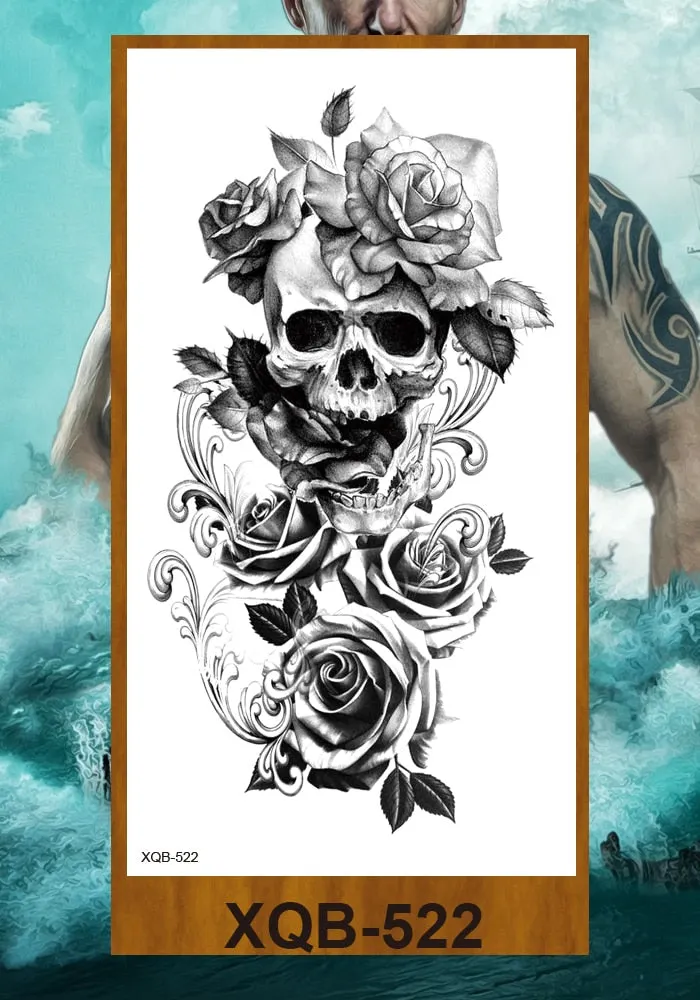 Tattoo Sticker Tribal Mighty Tiger Tatoo Men Women Africa Serengeti Lion Temporary Tattoo Black Indian Warrior Waterproof Flash