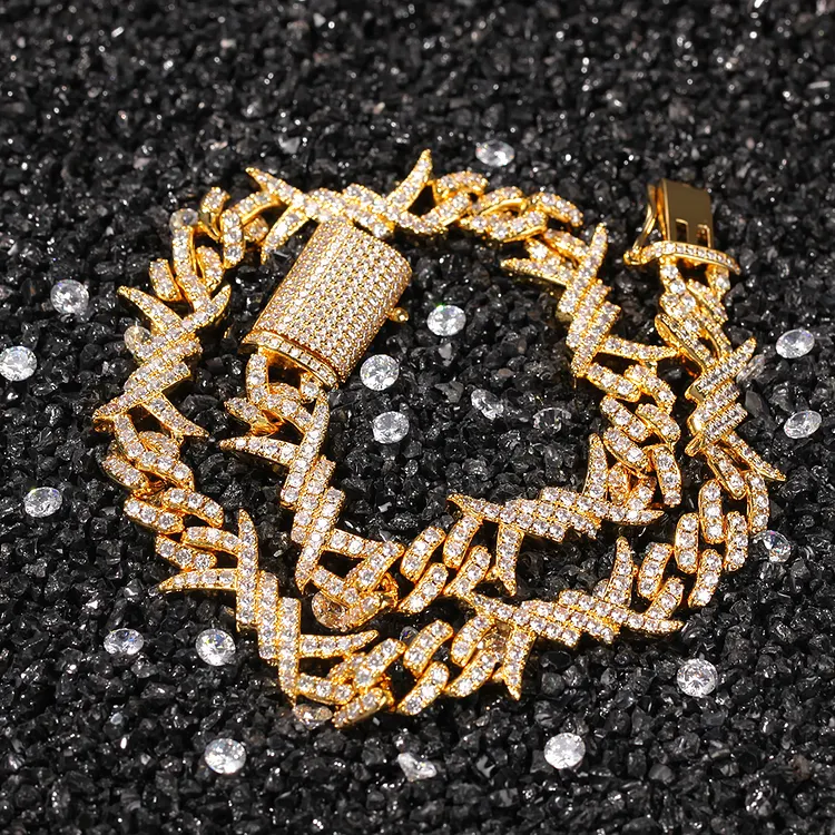 Iced Out Bramble Cuban Chains 10MM Hip Hop Bling Bling Necklaces