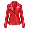 Slim Fit Stand Collar Leather Jacket For Women