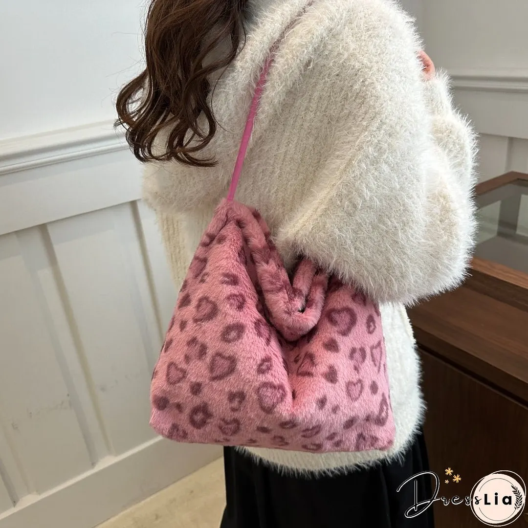 Leopard Furry Shoulder Bag