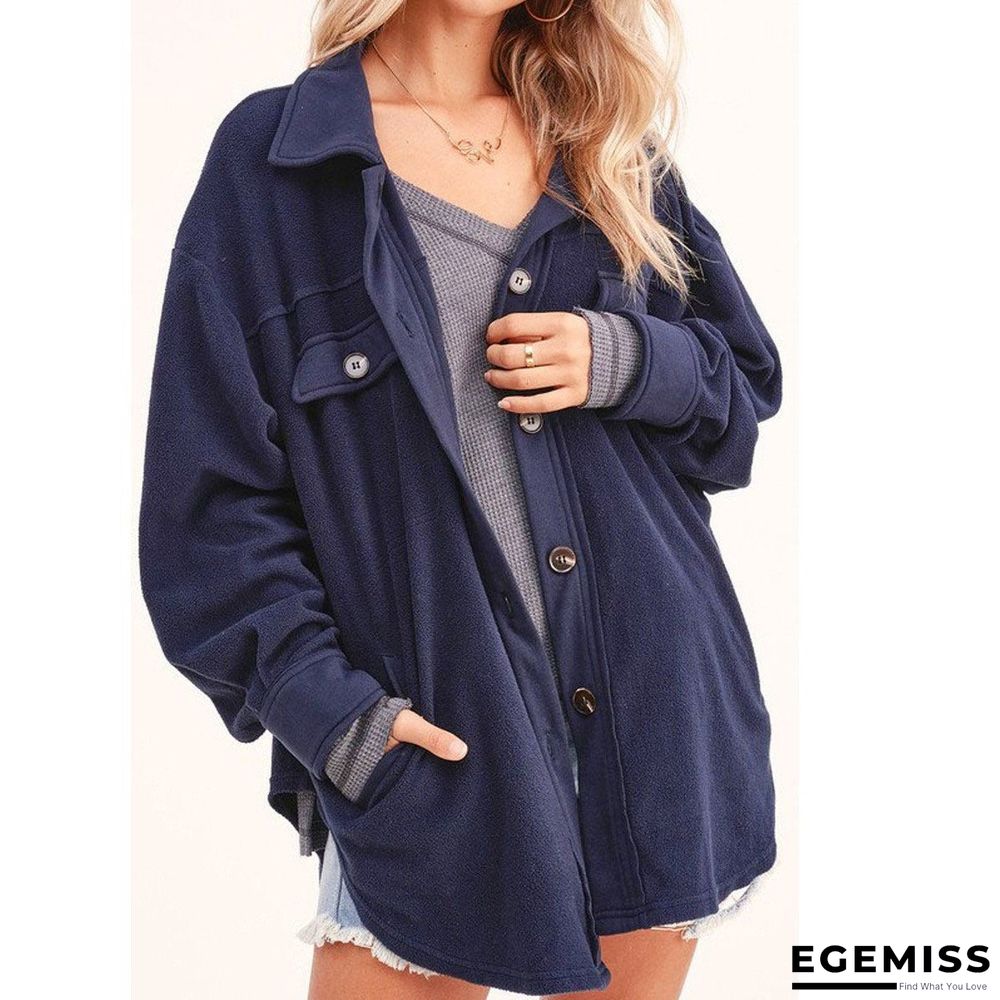 Brown Cotton Blends Plain Loosen Outerwear | EGEMISS