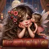 Girl And Elf-14CT Stamped Cross Stitch 40*40cm/15.75*15.75in