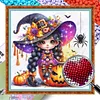 Pumpkin Witch-Partial 11CT Stamped Cross Stitch Bead Embroidery 36*36cm/14.17*14.17in