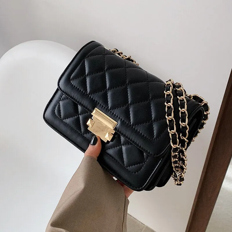 էѧӧܧ Brand Designer Fashion Women's Chain Small Flap Crossbody Bag 2021 Winter Shoulder Handbags High Quality PU Leather