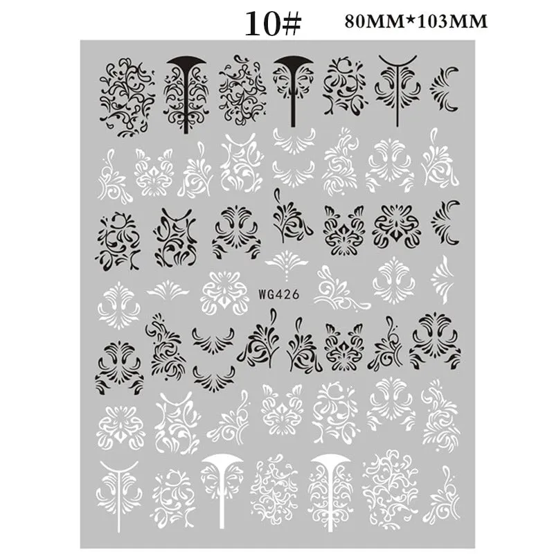 1 Sheet Christmas 5D Nail Stickers Gold And Sliver Snowflakes Transfer Nail Decals Slider Decoration For Manicuries
