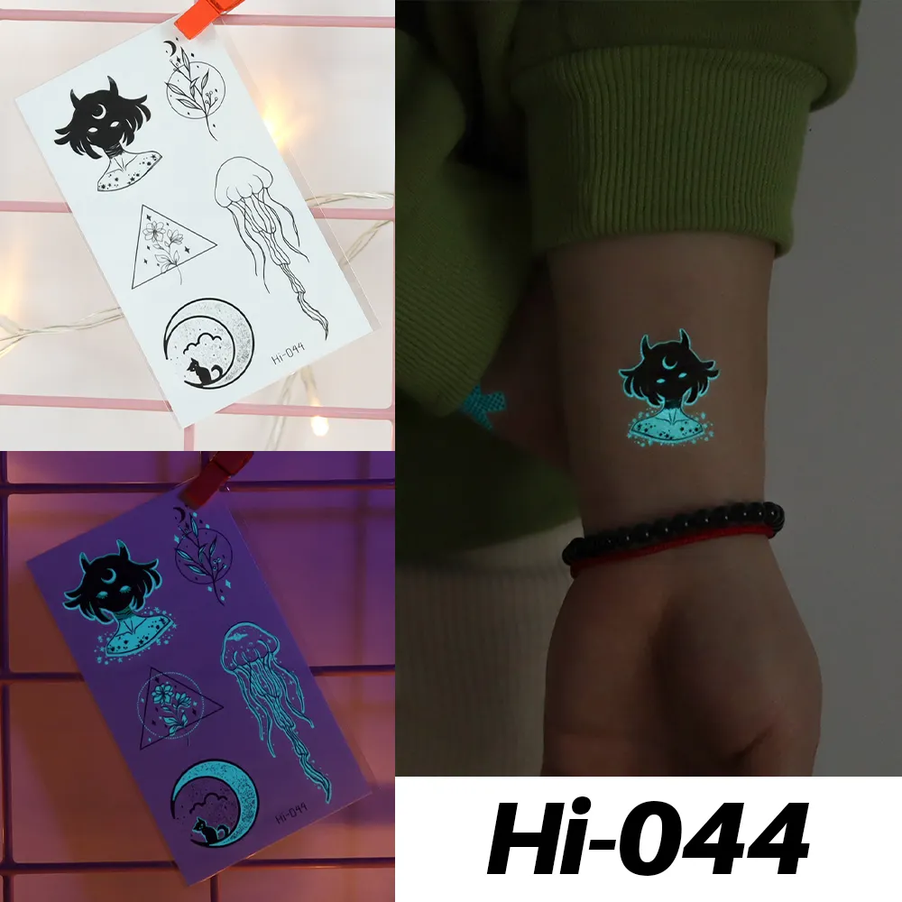 Sdrawing Luminous Tattoo Hand Finger Starry Star Universe for Kids Fake Tattoo Glowing In Dark Waterproof Temporary Tattoo Stickers