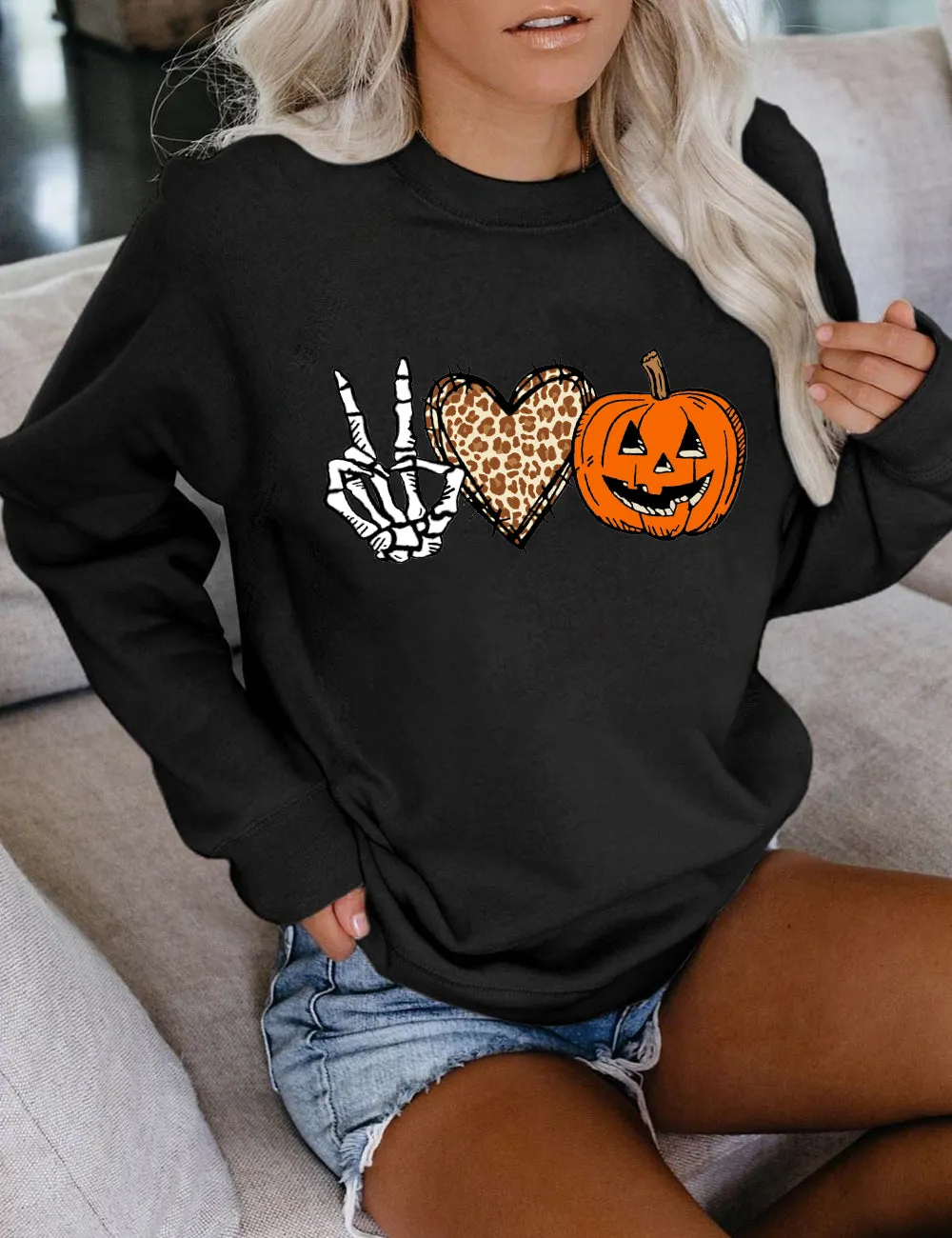 Peace Love Pumpkin Halloween Sweatshirt