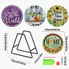 4 PCS Wooden Diamond Painted Placemats Round Placemat with Holder (Home)