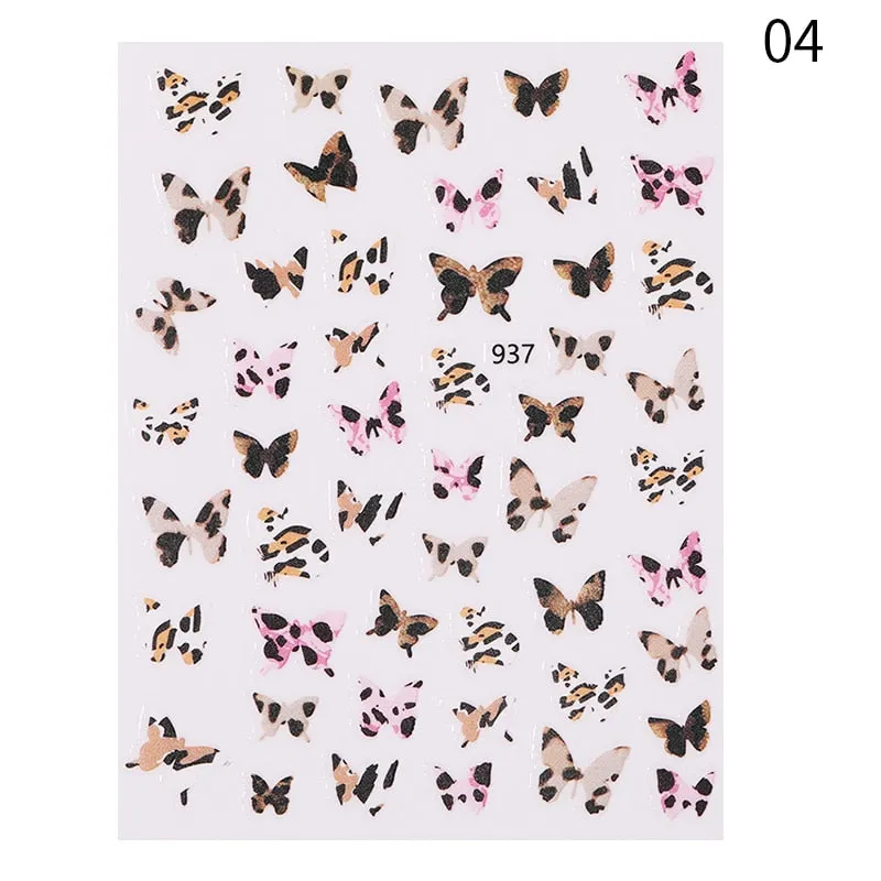 2021 Hot 3D Nail Art Stickers Butterfly Pattern Transfer Sticker Decals Self Adhensive Slider Decoration Nail DIY Design