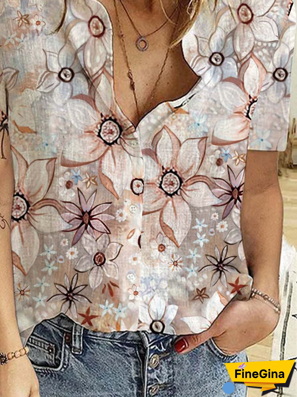 Casual Shirt Collar Loose Blouse