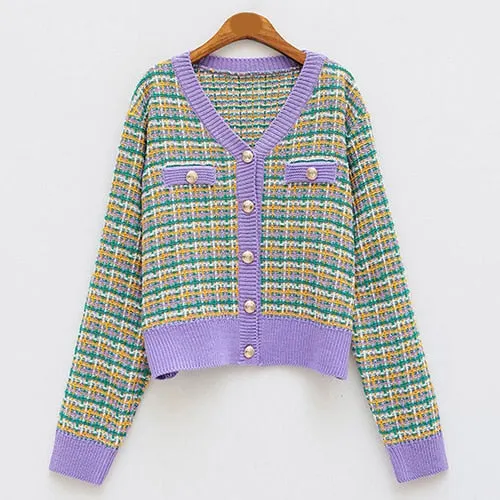 Vintage Knitted Cardigans Women's Sweater Kawaii Tweed Sweater Autumn Winter Korean Retro Sweater Knitwear Clothes Tops 2021 New