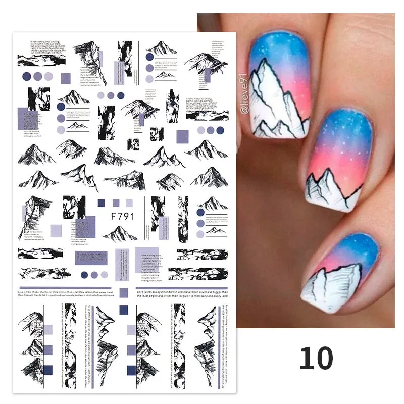 1PC Fall Leaf Flowers Line 3D Nail Sticker Mape Leaves Waves Pattern Decals Slider DIY Nail Art Decoration Wraps For Manicures-Nail Inspo