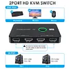 HD KVM Devices Keyboard Mouse Printer KVM Hub Adapter Equipment for 2 PC Sharing