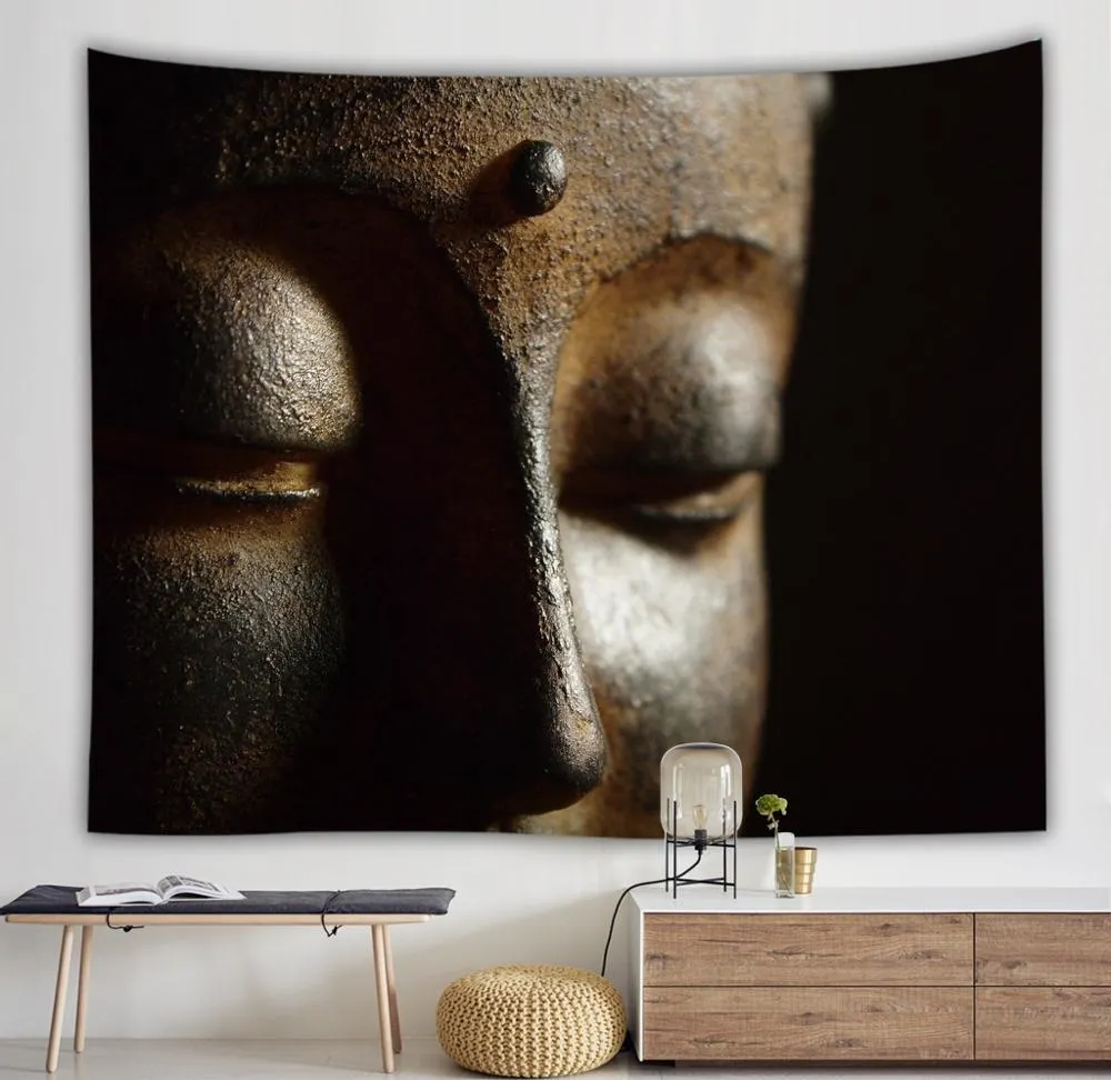 Buddha Statue Tapestry Twin Hippie Wall Hanging Bedspread Throw Cover Bohemian Beach Mat Table Cloths Home Art Decor Blanket