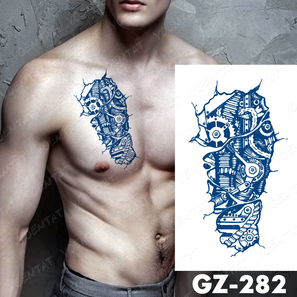 Sdrawing Lasting Ink Tattoos Body Art Waterproof Temporary Tattoo Sticker Line Dragon Tiger Totem Tatoo Arm Fake Fox Whale Tatto
