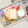 (US Local)Wooden Flower 5D DIY Diamond Painting Serving Tray with Handle for Desk Decor