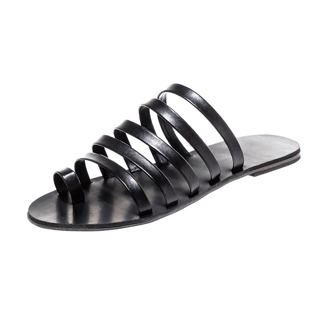 Women Flat Sandals Summer 2019 Gladiator Sandals Ladies Strap Slippers Roman Female Flip Flops Outdoor Casual Sandales Femme